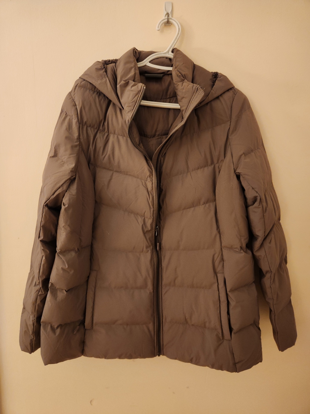 32 Degrees Heat Women’s Large Brown Hooded Puffer Jacket Full Zip